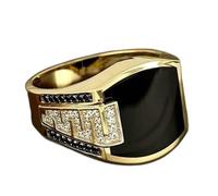 XJruixi Classic Men's Ring Fashion Metal Gold Color Inlaid Black Stone Zircon Punk Rings for Men Engagement Wedding Luxury Jewelry