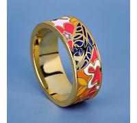 XJruixi Exquisite Small and Irregular Color Epoxy Women's Ring Leaf Shape Jewelry Fashion Bridal Wedding Ring Handmade Enamel