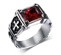 XJruixi Gothic Blue Red Black Crystal Devil Dragon Claw Ring Men's Trend Exquisite Casual Street Cool Rider Ring Jewelry