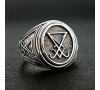 XJruixi Gothic Lucifer Satan Signet Ring For Men And Women Stainless Steel Punk Biker Ring Cool Pagan Jewelry Gift Dropshipping Store
