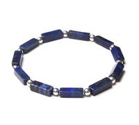 XJruixi Lapis Lazuli Bracelet For Men Natural Polished Rectangle Stone Bracelets Silver Color Round Beads Charm Bangle Women Jewlery