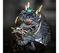 XJruixi Lifelike Evil Dragon Head Ring for Men Vintage Open Ring Biker Finger Jewelry