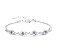 XJruixi Luxury Sterling Silver Bracelets Purple White Zirconia Plum Flower Bracelets Bangles For Women pulseira de Prata