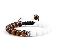 XJruixi Natural White Porcelain Bead Bracelets Tiger Eye Lava Stone Energy Healing Men Bracelet Women Adjustable Braided Jewelry Pulsera