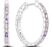 XJruixi Original 925 Sterling Silver Hoop U Cubic Zircon Earrings For Women Engagement Wedding Birthday Party Silver Jewelry