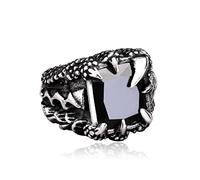 XJruixi Retro Dragon Claw Blue Black Red Stone Ring For Men Punk Hip Hop Stainless Steel Dragon Claw Ring Nightclub Party Jewelry Gift