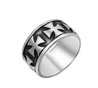 XJruixi Retro Round Simple Iron Cross German Ring Punk Stainless Steel Cross Ring Men Boy Biker Jewelry Party Gift Wholesale Size 8-13