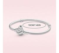 XJruixi sterling Silver Bracelet Moments Sparkling Moments Mouse Heart Clasp Snake Chain Bracelet women for jewelry DIY charm bead