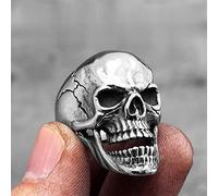 XJruixi Vintage Broken Skull Stainless Steel Mens Rings Punk Gothic Stylish for Male Boyfriend Biker Jewelry Creativity Gift Wholesale