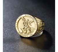 XJruixi Vintage Catholic Angel Michael Ring For Men Women Punk 316L Stainless Steel Knight Saint Michael Protect Us Ring Jewelry Gift