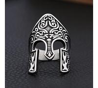 XJruixi Vintage Viking Warrior Mens Spartan Helmet Ring Stainless Steel Biker Mask Helmet Viking Rune Ring Jewelry