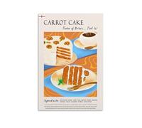 XJRZHLDU Carrot Cake Poster Retro Cafe Poster European Cuisine Kitchen Dining Room Poster Canvas Poster Bedroom Decor Landscape Office Room Decor Gift 20x30inch(50x75cm)