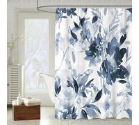 XJSDI 80-180CM Width *180/200CM Drop Green Flower Ink Polyester Shower Curtains Mould Proof Waterproof Shower Curtain For Wet Room With Hooks