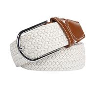 XJSGS Mens Belt,Elasticated belt, Elastic Belt for Men, Unisex Men Women Multicolor Woven Stretch Belts (White)