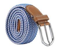 XJSGS Mens Belt,Elasticated belt, Elastic Belt for Men, Unisex Men Women Multicolor Woven Stretch Belts (Blue&White)