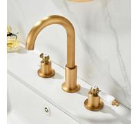 XJTNLB 3 Tap Hole Basin Mixer Tap Antique Vintage Swivel Spout Bathroom Basin Tap, Bathroom Taps Hot and Cold-B