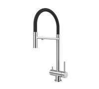 XJTNLB 3 Way Brushed Kitchen Mixer Tap with Water Filter, Pull Out Spray, Dual Lever and Flexible Spout, 3 in 1 Kitchen Sink Tap