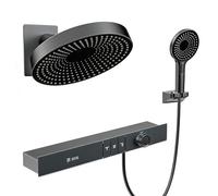 XJTNLB 3 Way Concealed Thermostatic Shower Mixer Set Gun Gray Round Rain Shower Set with Mixer, 12" Showerheads & Handheld Showers Digital Display Valve