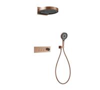 XJTNLB 3 Way Concealed Thermostatic Shower Mixer Set Rose Gold 32cm Waterfall Shower Mixer Set with Piano Key Control and 3 Mode Handheld Spray