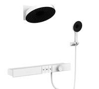 XJTNLB 3 Way Concealed Thermostatic Shower Mixer Set White Round Rain Shower Set with Mixer, 12" Showerheads & Handheld Showers Digital Display Valve
