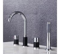 XJTNLB 4-Hole Bathtub Shower Faucet Set, White & Chrome, Dual Function Bath and Shower Mixer Tap, Modern Bathroom Sink & Bathtub Faucet for Luxury Home Decor