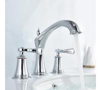 XJTNLB Basin Mixer Tap 3 Hole Basin Vintage Mixer Tap Bathroom Chrome Wash Basin Taps with Hot and Cold