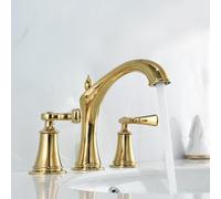 XJTNLB Basin Mixer Tap 3 Hole Basin Vintage Mixer Tap Bathroom Gold Wash Basin Taps with Hot and Cold
