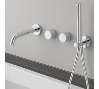 XJTNLB Bath Taps Mixer with Shower Concealed Bath Mixer Tap Chrome 360° Rotation Double Handle Bathroom Hot Cold Water Tap Mixer Shower