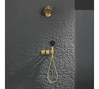 XJTNLB Brushed Gold Concealed Shower Set, Rainfall Head, Handheld Spray, Dual Handle Control