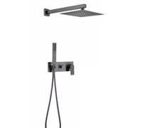 XJTNLB Concealed Shower Set Gun Gray 200mm Square Shower Head System with Handheld and Control Mixer Valve Single Handle