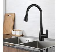 XJTNLB Kitchen Mixer Taps 1 Hole with Sensor Black Gooseneck Single Lever Handle Kitchen Tap with Pull Out Spray 3 Modes 360 Swivel Spout