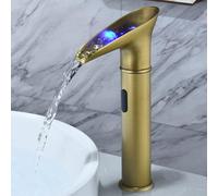 XJTNLB Sensor Faucet Basin Taps Mixer Waterfall Bathroom Sink Tap Touchless Basin Tap Thermal Color Change,Antique,High