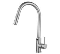 XJTNLB Sensor Touchless Kitchen Sink Taps Gooseneck Single Lever Handle Kitchen Tap with Pull Out Spray Brushed Hot Cold Water Mixer Tap for Sink