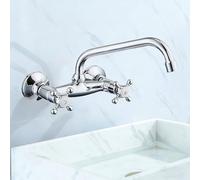 XJTNLB Traditional Basin Taps Cross Handle Wall Tap Bathroom Traditional Basin Bathroom Sink Taps Victorian Chrome