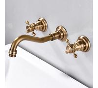 XJTNLB Traditional Wall Mounted Basin Taps, Bathroom Sink Taps Victorian Dual Mixer Tap Bathroom Sink Hot and Cold Tap 360 Rotation Antique