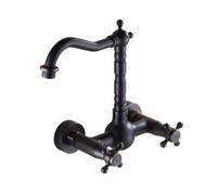 XJTNLB Victorian Basin Taps Black Retro Wall Mounted Bathroom Sink Tap Tall, Traditional Bathroom Basin Taps 360° Rotatable Hot and Cold Water Mixer Tap