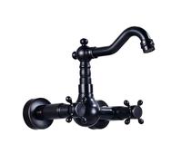 XJTNLB Victorian Basin Taps Black Retro Wall Mounted Bathroom Sink Tap, Traditional Bathroom Basin Taps 360° Rotatable Hot and Cold Water Mixer Tap