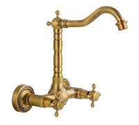 XJTNLB Wall Mount Bathroom Mixer Tap Tall Traditional Victorian Basin Taps for Bathroom Sink, Basin Taps Mixers Antique 360° Rotatable Hot and Cold Water Mixer Tap