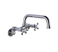XJTNLB Wall Mounted 2 Hole Basin Mixer Tap Chrome, Bathroom Mixer Tap Wall Mounted 360° Rotatable Traditional Victorian Basin Taps for Bathroom Sink