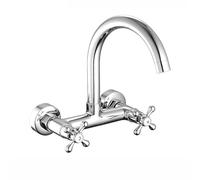 XJTNLB Wall Mounted 2 Hole Basin Mixer Tap Chrome, Bathroom Taps Mixer Vintage 360° Rotatable Bathroom Sink Taps Victorian Dual Lever-A