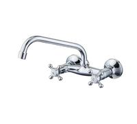 XJTNLB Wall Mounted Basin Tap Chrome, 360° Rotatable Bathroom Sink Taps Victorian Dual Sink Taps for Bathroom 2 Hole