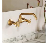 XJTNLB Wall Mounted Bathroom Sink Tap Antique Traditional Taps for Bathroom Basin Cross Handle Basin Taps Hot and Cold 360 Degree Spout