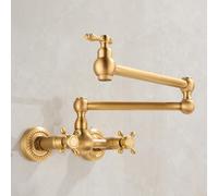 XJTNLB Wall Mounted Folding Kitchen Tap Antique Traditional Kitchen Taps Dual Lever with Folding Stretchable Pot Filler Faucet Tap Cross Handle
