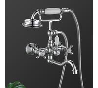 XJTNLB Wall Mounted Tap Bath Shower Traditional Bathtub Mixer Tap Chrome with Folding Spout Cross Handle Bathroom Taps with Shower