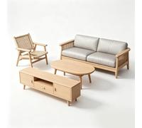 XJTS87566 1/87 3D Printed Nordic Log Style Living Room Furniture Set Unpainted White Model Micro Model Dollhouse Sandbox Accessory 1 Set