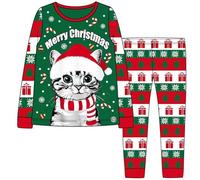 XJUERAA Boys Girls Christmas Pyjamas Sets Kids Xmas Pjs Ugly Dog Alpaca Cat Reindeer Print Nightwear Toddler Polyester Long Sleeve Unisex Crewneck 2 Piece Sleepwear Winter Clothes Age 2-12 Years