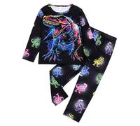 XJUERAA Boys Girls Pyjamas Sets Kids Pjs Dinosaur Digger Unicorn Print Nightwear Toddler Polyester Long Sleeve Unisex Crewneck 2 Piece Sleepwear Winter Clothes Age 2-8 Years