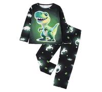 XJUERAA Boys Girls Pyjamas Sets Kids Pjs Dinosaur Digger Unicorn Print Nightwear Toddler Polyester Long Sleeve Unisex Crewneck 2 Piece Sleepwear Winter Clothes Age 2-8 Years