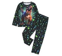 XJUERAA Boys Girls Pyjamas Sets Kids Pjs Dinosaur Moster Truck Panda Print Nightwear Toddler Polyester Long Sleeve Unisex Crewneck 2 Piece Sleepwear Winter Clothes Age 1-8 Years Old