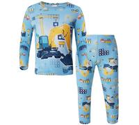 XJUERAA Boys Pyjamas Sets Kids Pjs Dinosaur Moster Truck Shark Digger Print Nightwear Toddler Long Sleeve Crewneck Polyester 2 Piece Sleepwear Winter Clothes Age 2-8 Years